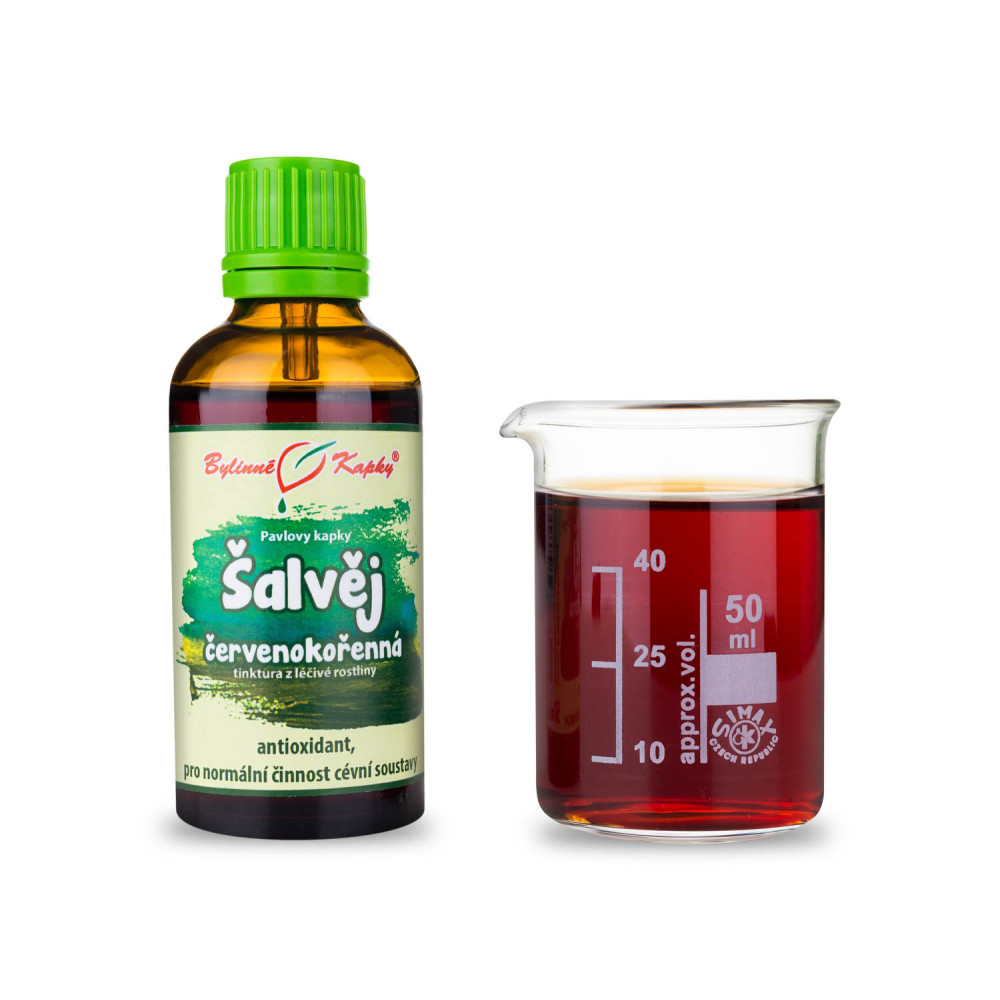 Šalvěj červenokořenná (Dan Shen) - Pavlovy bylinné kapky (tinktura) 50 ml